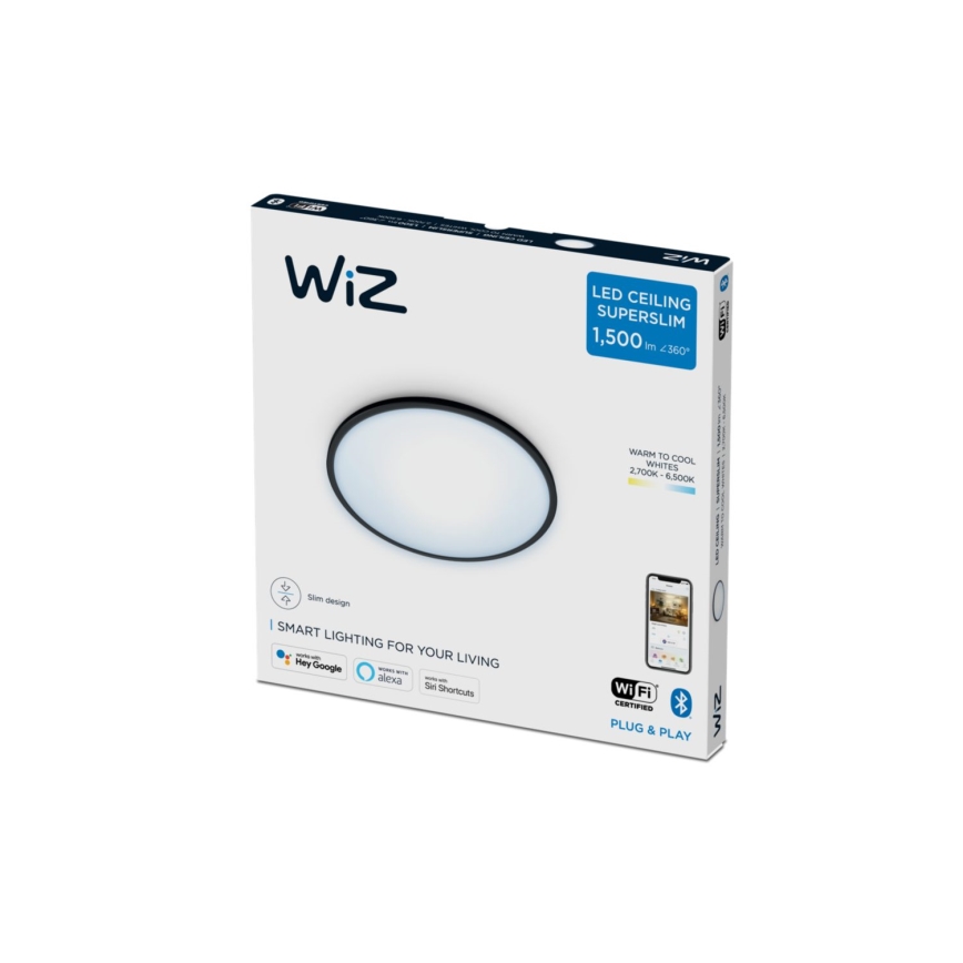 WiZ - Plafón LED regulable SUPERSLIM LED/16W/230V 2700-6500K Wi-Fi negro