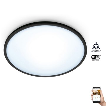 WiZ - Plafón LED regulable SUPERSLIM LED/16W/230V 2700-6500K Wi-Fi negro