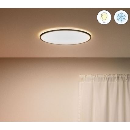 WiZ - Plafón LED regulable SUPERSLIM LED/22W/230V 2700-6500K Wi-Fi negro
