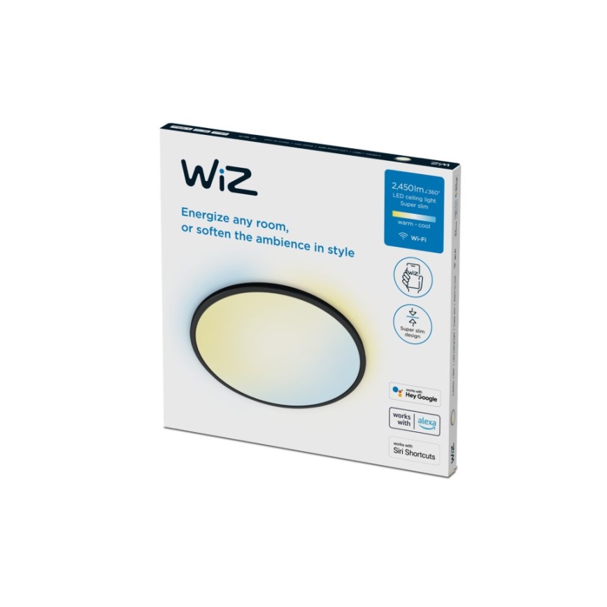 WiZ - Plafón LED regulable SUPERSLIM LED/22W/230V 2700-6500K Wi-Fi negro