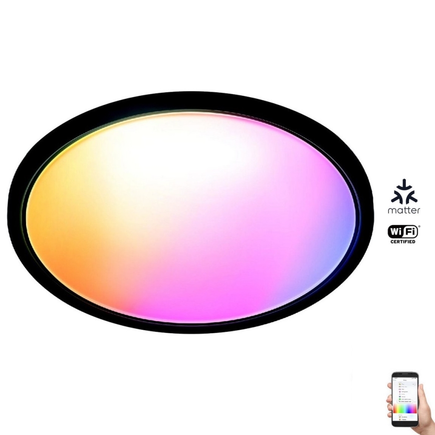 WiZ - Plafón LED RGB regulable SUPERSLIM LED/32W/230V 2700-6500K Wi-Fi negro