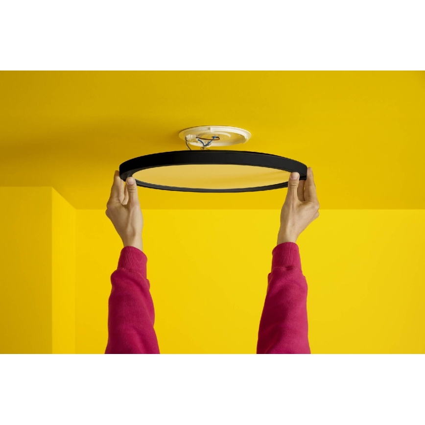 WiZ - Plafón LED RGB regulable SUPERSLIM LED/32W/230V 2700-6500K Wi-Fi negro