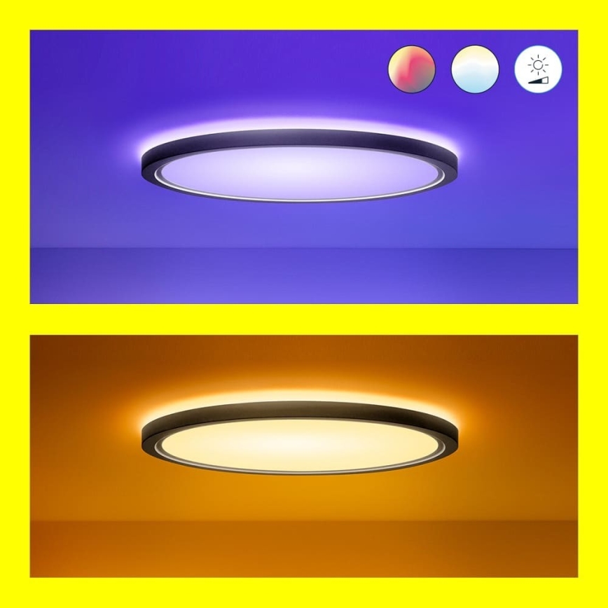 WiZ - Plafón LED RGB regulable SUPERSLIM LED/32W/230V 2700-6500K Wi-Fi negro