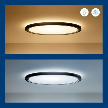 WiZ - Plafón LED RGB regulable SUPERSLIM LED/32W/230V 2700-6500K Wi-Fi negro