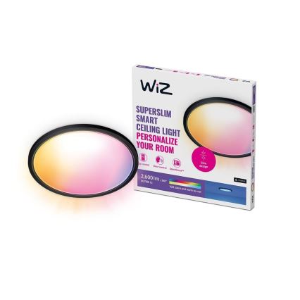 WiZ - Plafón LED RGB regulable SUPERSLIM LED/32W/230V 2700-6500K Wi-Fi negro