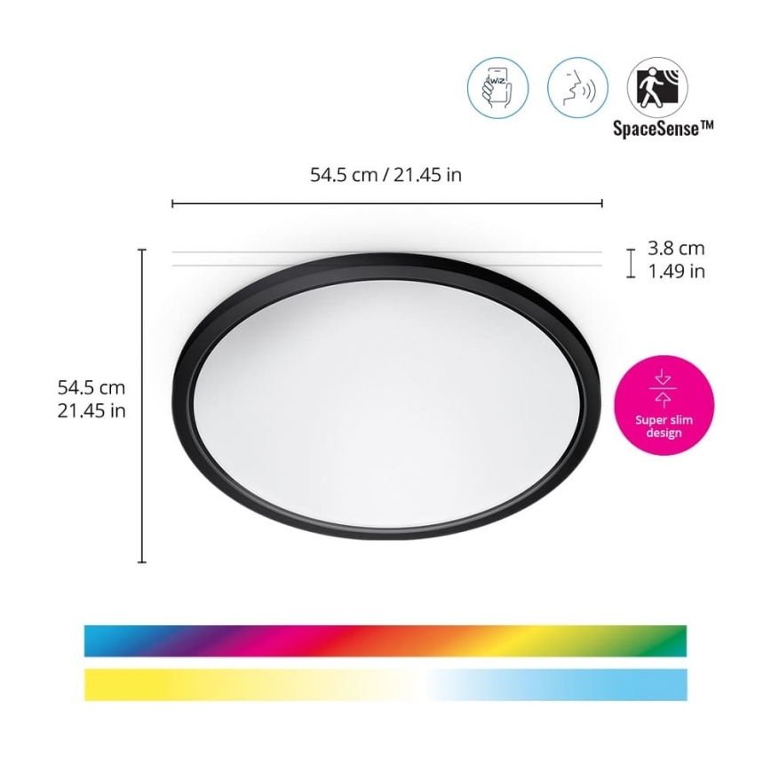 WiZ - Plafón LED RGB regulable SUPERSLIM LED/32W/230V 2700-6500K Wi-Fi negro