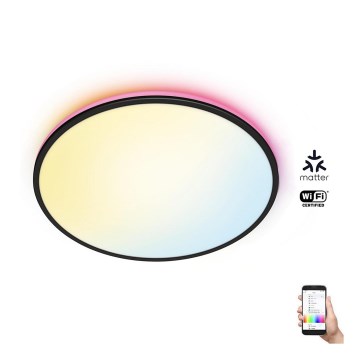 WiZ - Plafón LED RGBW regulable RUNE LED/21W/230V 2700-6500K Wi-Fi negro