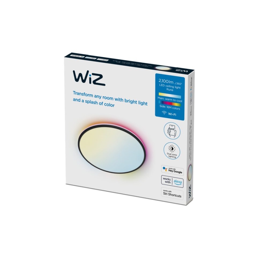 WiZ - Plafón LED RGBW regulable RUNE LED/21W/230V 2700-6500K Wi-Fi negro