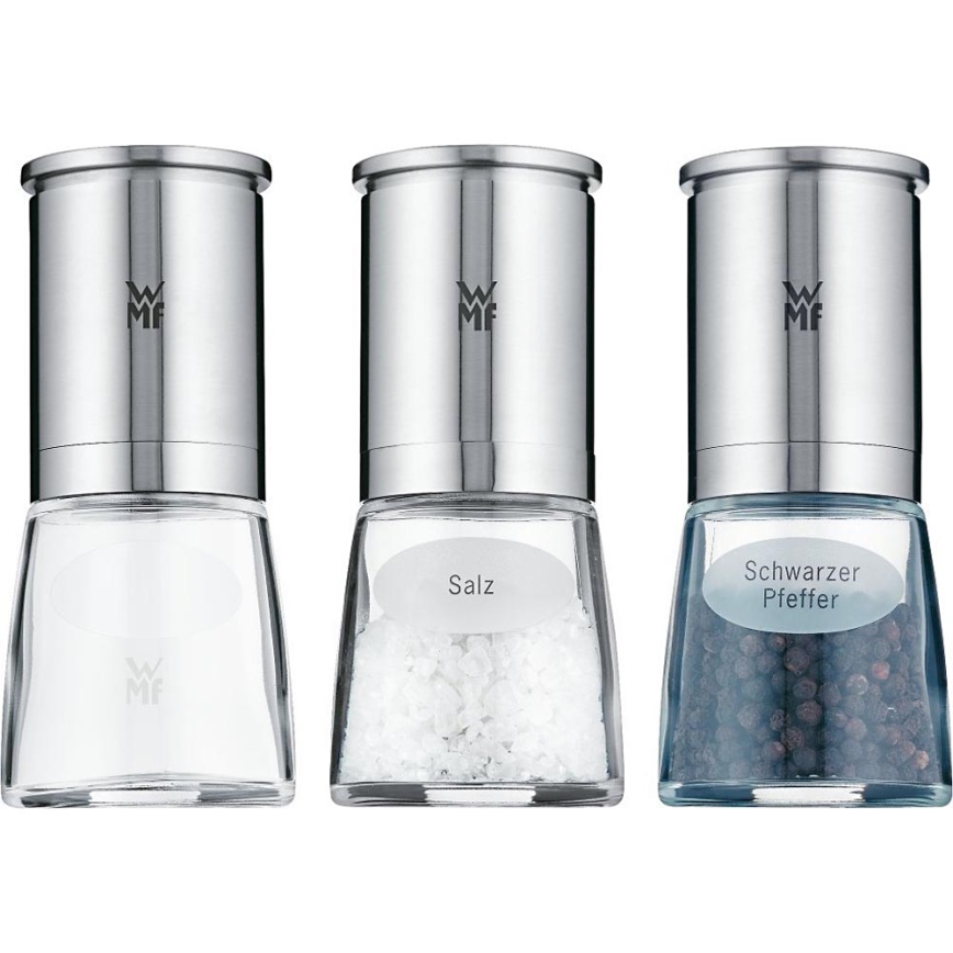 WMF - SET DE 3x Molinillo de especias DE LUXE acero inoxidable