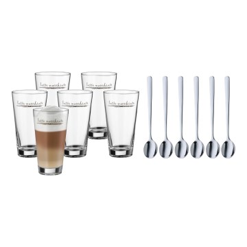 WMF - Set de vasos y cucharillas para latte macchiato CLEVER & MORE 6 piezas