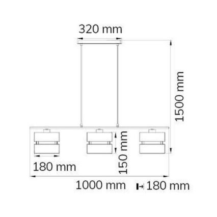 Wofi 11254 - Lámpara colgante BELLE 3xE27/42W/230V