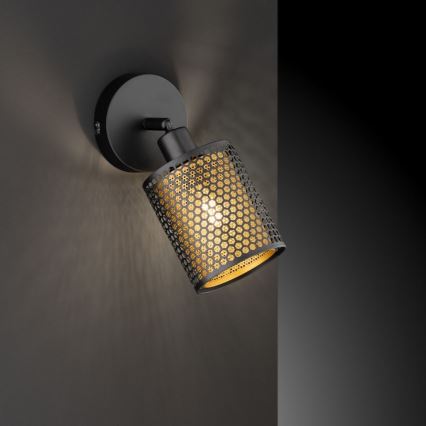 Wofi 12106 - Foco de pared CHEVAL 1xE14/28W/230V negro/dorado