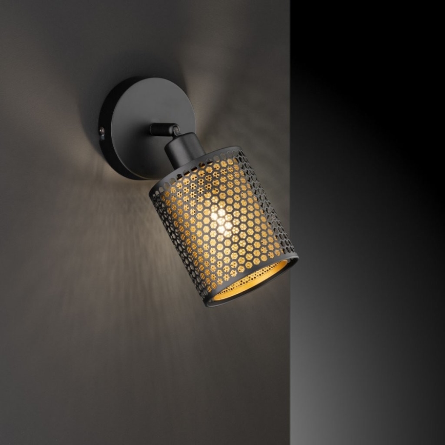 Wofi 12106 - Foco de pared CHEVAL 1xE14/28W/230V negro/dorado