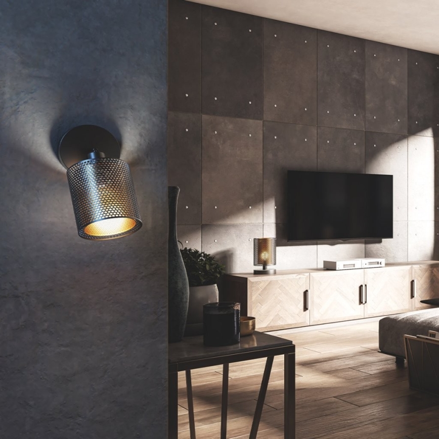 Wofi 12106 - Foco de pared CHEVAL 1xE14/28W/230V negro/dorado