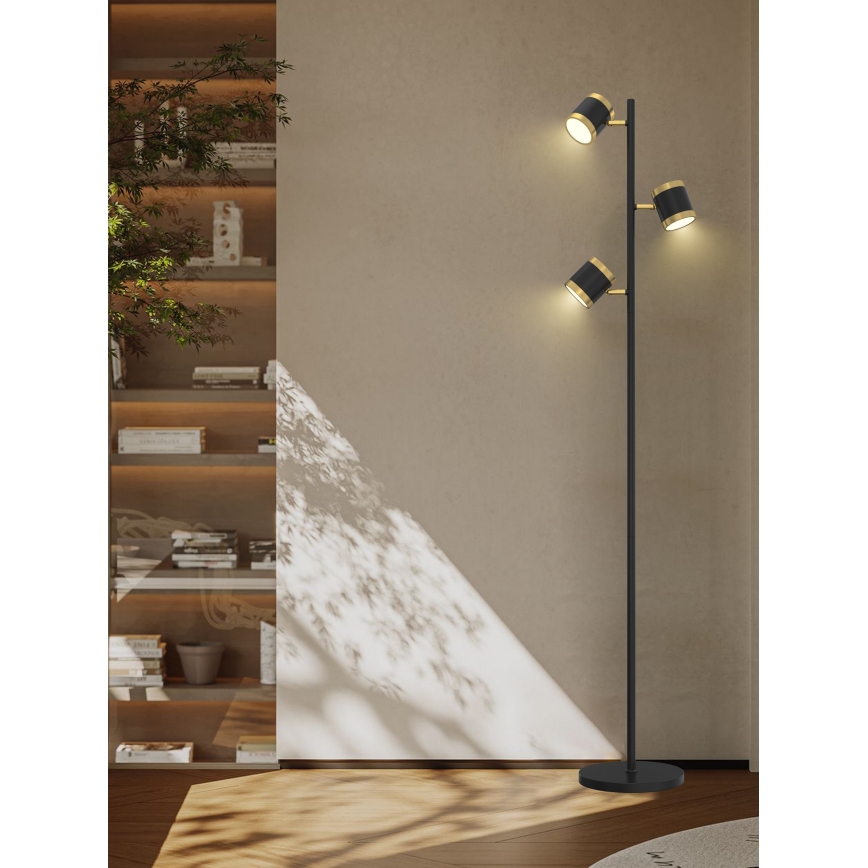 Wofi 3003-304S - Lámpara de pie LED regulable TOULOUSE LED/21W/230V negro/dorado