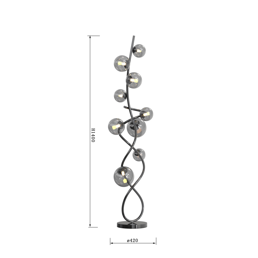 Wofi 3014-905 - Lámpara LED de pie NANCY 9xG9/3,5W/230V cromo negro