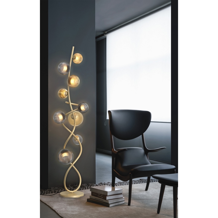 Wofi 3015-904 - Lámpara LED de pie METZ 9xG9/3,5W/230V dorado/gris