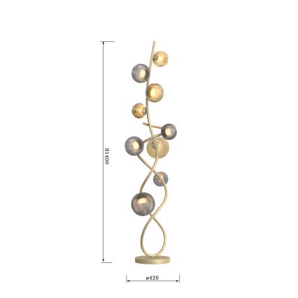 Wofi 3015-904 - Lámpara LED de pie METZ 9xG9/3,5W/230V dorado/gris