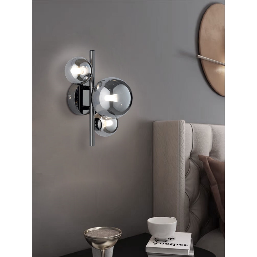 Wofi 4014.03.24.9000 - Aplique LED VILLA 3xG9/3W/230V negro/cromo brillante