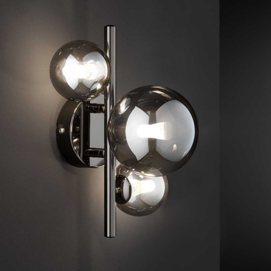 Wofi 4014.03.24.9000 - Aplique LED VILLA 3xG9/3W/230V negro/cromo brillante