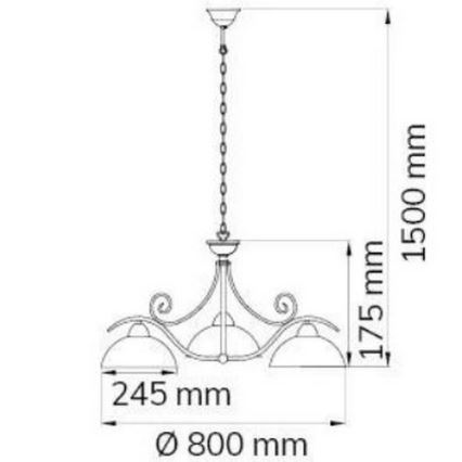 Wofi 5128.03.09.0000 - Lámpara colgante con cadena LACCHINO 3xE27/60W/230V