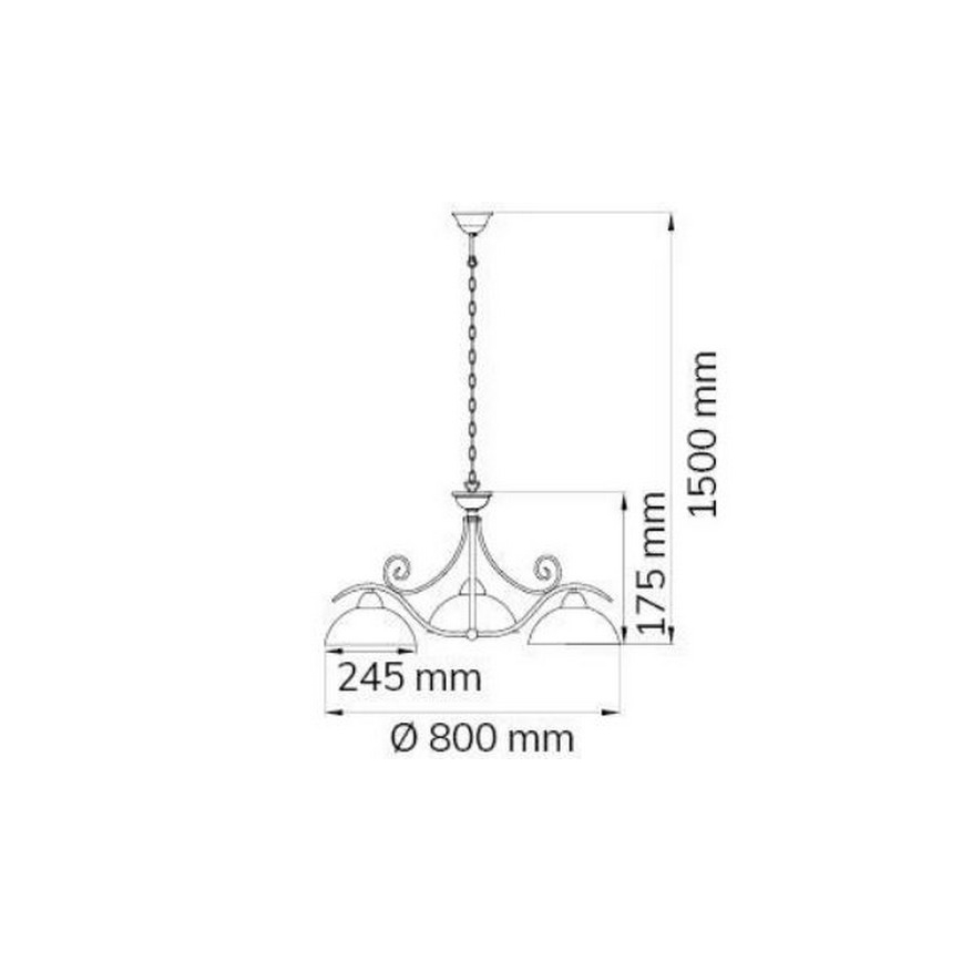 Wofi 5128.03.09.0000 - Lámpara colgante con cadena LACCHINO 3xE27/60W/230V