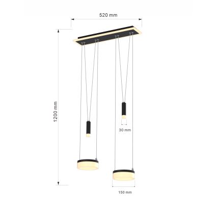 Wofi 6054-502 - Lámpara de araña LED regulable JESSE LED/21W/230V negro