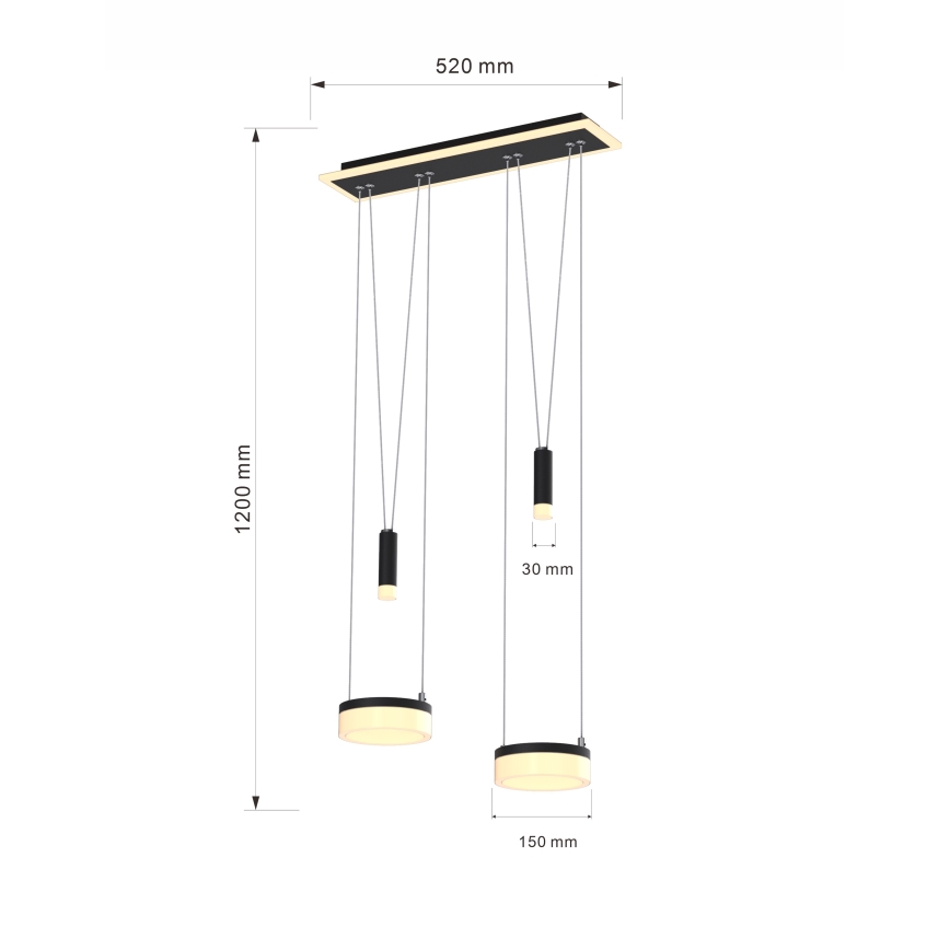 Wofi 6054-502 - Lámpara de araña LED regulable JESSE LED/21W/230V negro