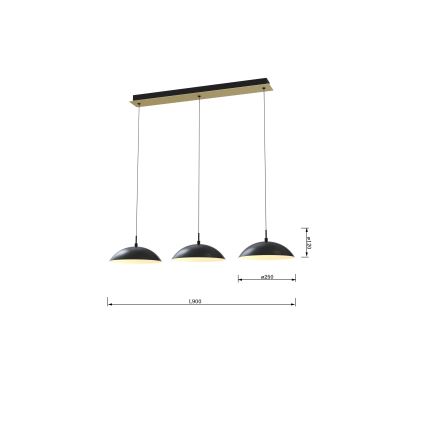 Wofi 7001-304 - Lámpara de araña LED regulable ROSCOFF LED/29W/230V negro/dorado