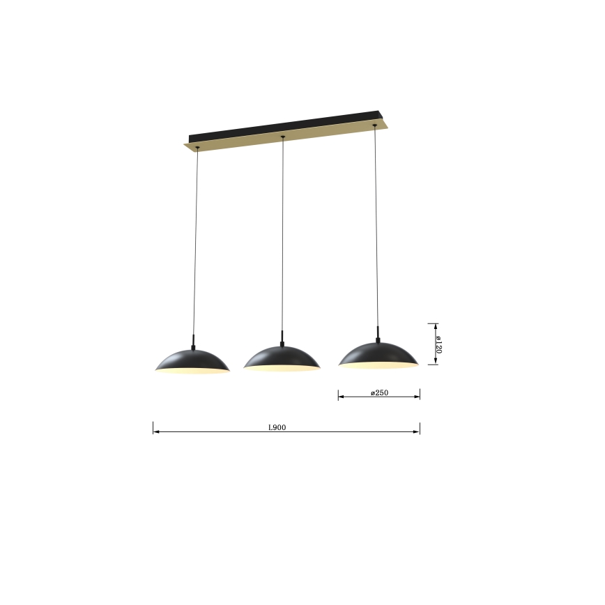 Wofi 7001-304 - Lámpara de araña LED regulable ROSCOFF LED/29W/230V negro/dorado