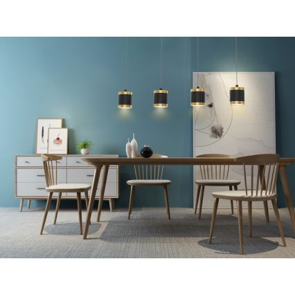 Wofi 7003-404 - Lámpara colgante LED regulable con cable TOULOUSE 4xLED/8,5W/230V negro/dorado