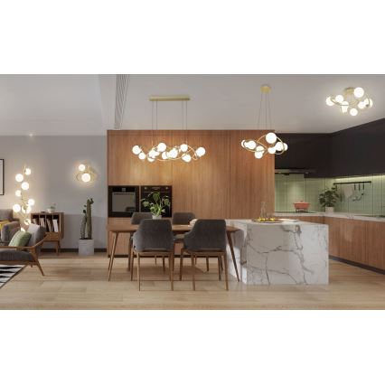 Wofi 7014-801 - Lámpara LED colgante NANCY 8xG9/3,5W/230V dorado/blanco