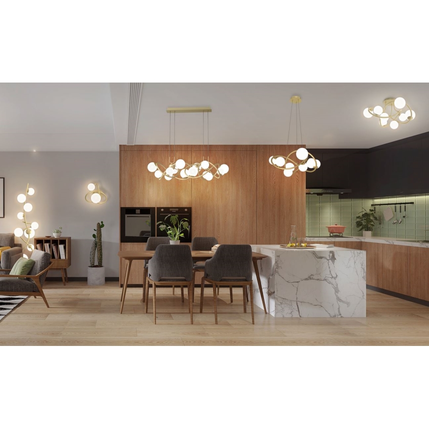 Wofi 7014-801 - Lámpara LED colgante NANCY 8xG9/3,5W/230V dorado/blanco