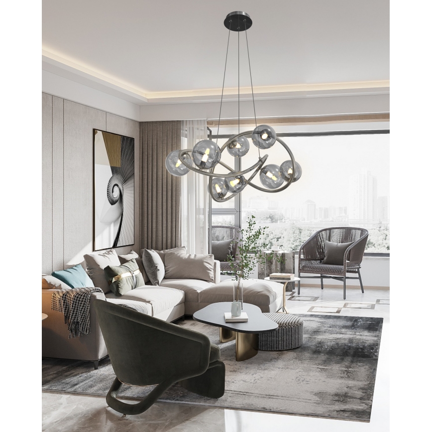 Wofi 7014-805 - Lámpara LED colgante NANCY 8xG9/3,5W/230V negro/cromo brillante