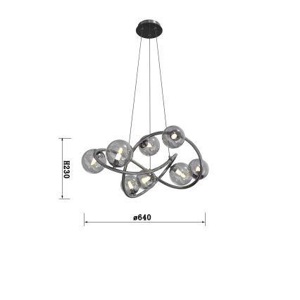 Wofi 7014-805 - Lámpara LED colgante NANCY 8xG9/3,5W/230V negro/cromo brillante