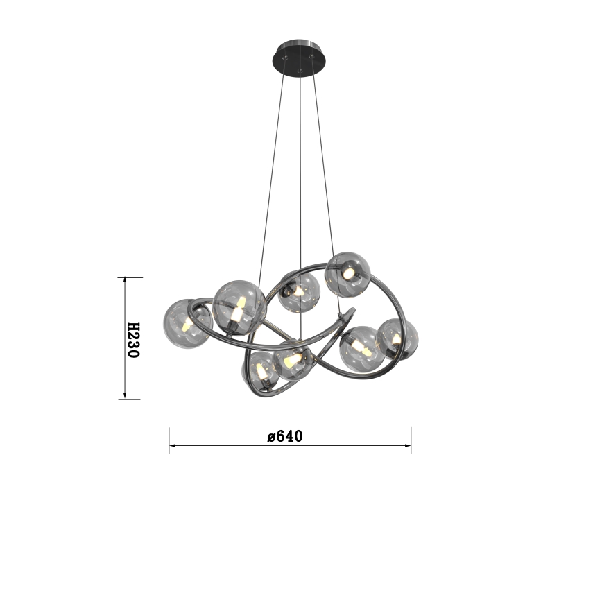 Wofi 7014-805 - Lámpara LED colgante NANCY 8xG9/3,5W/230V negro/cromo brillante