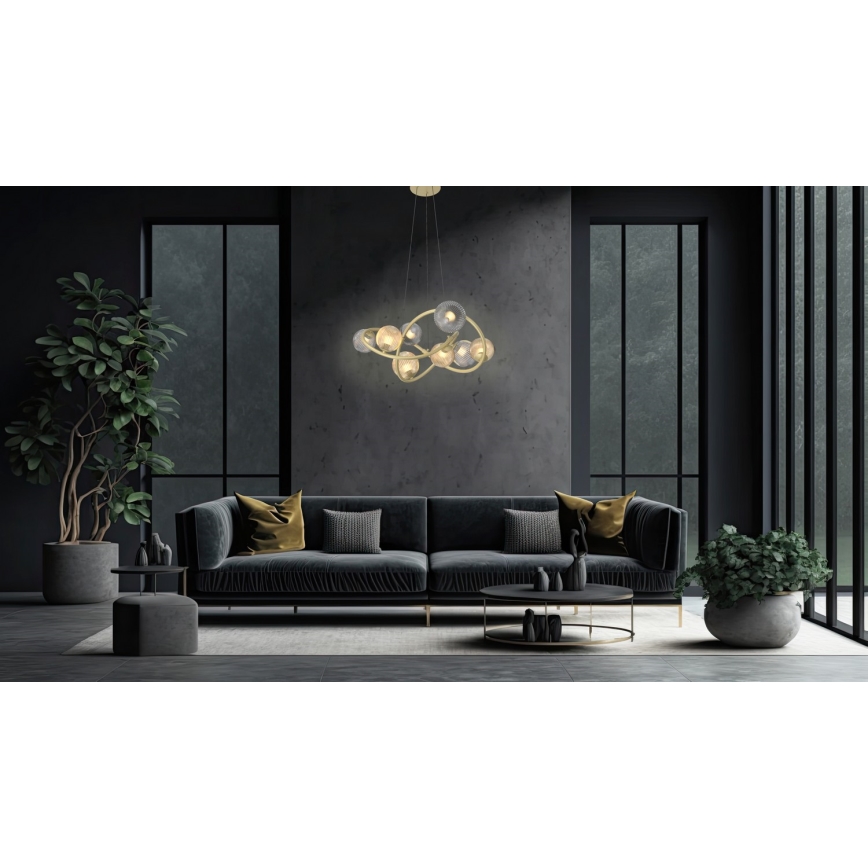 Wofi 7015-804 - Lámpara LED colgante METZ 8xG9/3,5W/230V dorado/gris
