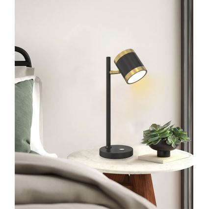 Wofi 8003-104S - Lámpara de mesa LED regulable TOULOUSE LED/10W/230V negro/dorado