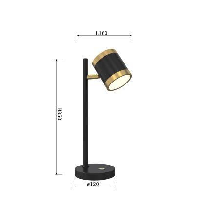 Wofi 8003-104S - Lámpara de mesa LED regulable TOULOUSE LED/10W/230V negro/dorado