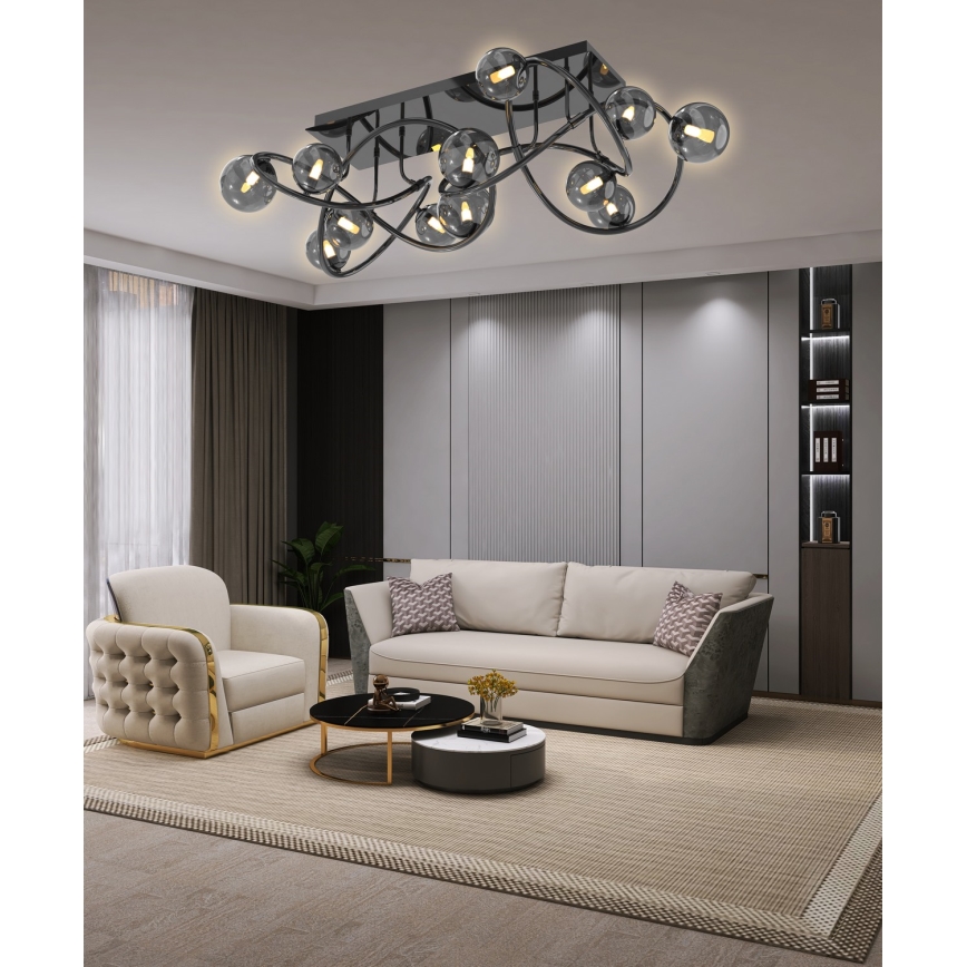 Wofi 9014-1205 - Lámpara de techo LED NANCY 12xG9/3,5W/230V negro/cromo brillante
