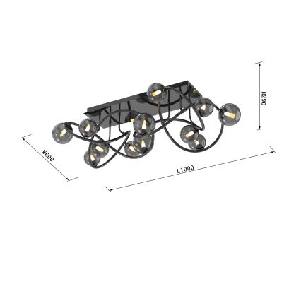 Wofi 9014-1205 - Lámpara de techo LED NANCY 12xG9/3,5W/230V negro/cromo brillante