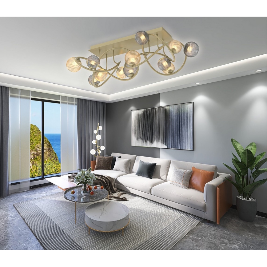 Wofi 9015-1204 - Lámpara de techo LED METZ 12xG9/3,5W/230V dorado/gris