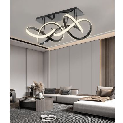 Wofi 9134-205 - Lámpara de techo LED regulable INDIGO LED/64W/230V negro/cromo brillante