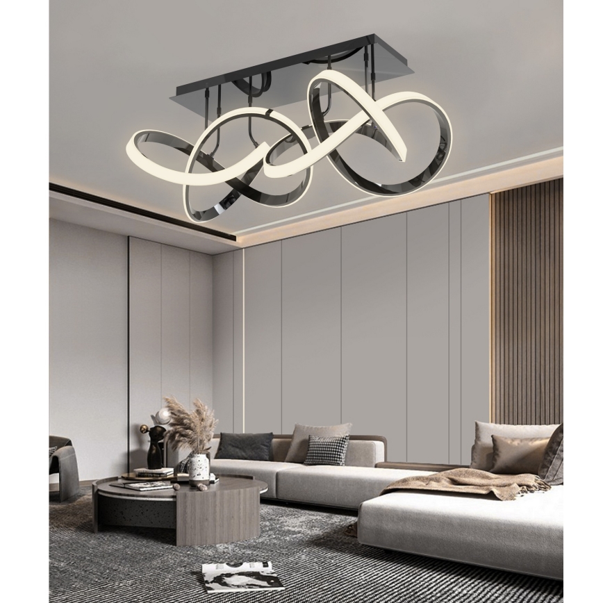 Wofi 9134-205 - Lámpara de techo LED regulable INDIGO LED/64W/230V negro/cromo brillante