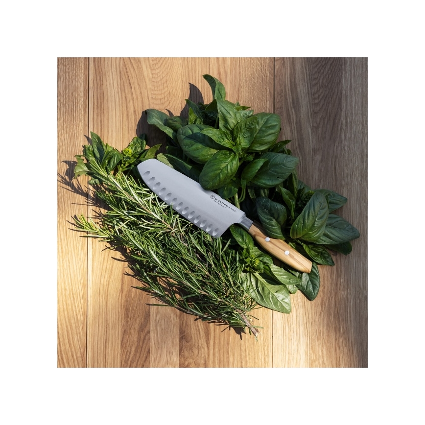 Wüsthof - Cuchillo de cocina santoku AMICI 17 cm madera de olivo