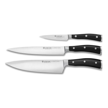 Wüsthof - Set de cuchillos de cocina CLASSIC IKON, 3 piezas, negro