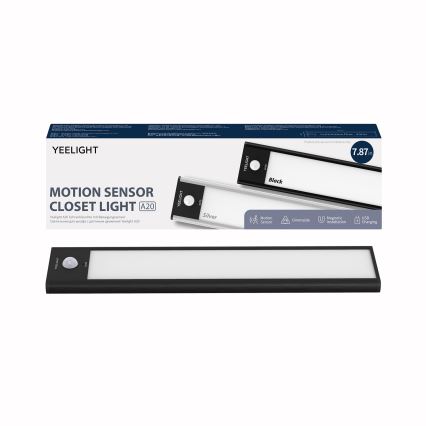 Yeelight - Iluminación LED recargable y regulable para muebles con sensor LED/1,8W/1100 mAh 4000K 20 cm negro