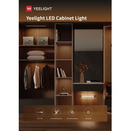 Yeelight - LED Iluminación para muebles recargable y regulable con sensor LED/2,4W/2200 mAh 4000K 60 cm plata