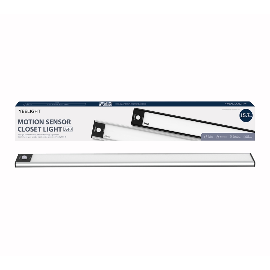 Yeelight - Iluminación LED regulable recargable para muebles con sensor LED/2,3W/1500 mAh 4000K 40 cm plata