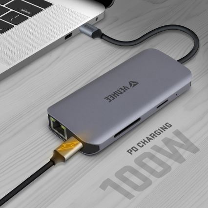 Yenkee - Adaptador multipuerto 8en1 USB tipo C
